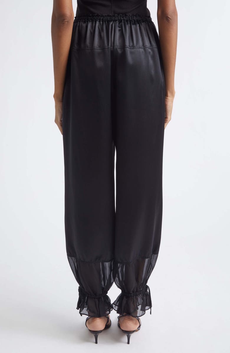 Ulla Johnson Camile Mixed Media Cinched Silk Pants, Alternate, color, Noir