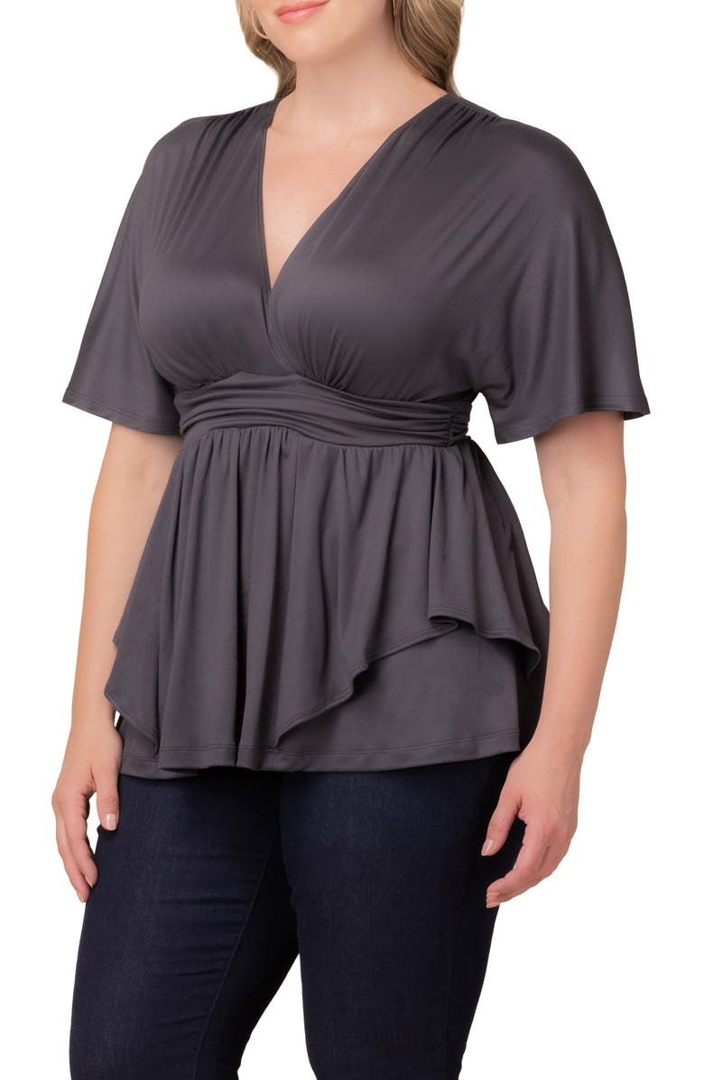 Kiyonna Promenade Top, Alternate, color, Charcoal Grey