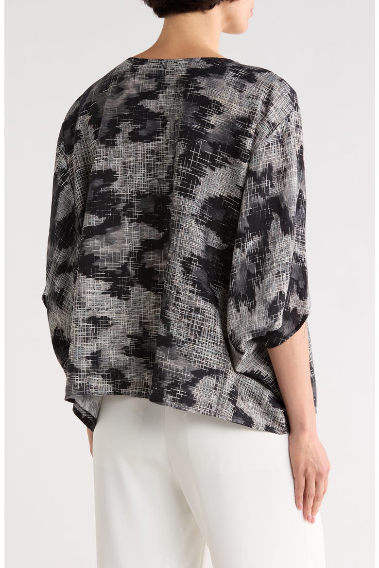 Printed Cocoon Top, Alternate, color, BLACK