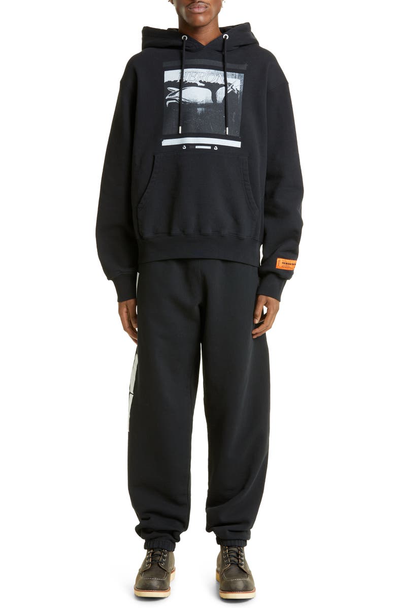Heron Preston Misprinted Heron Cotton Graphic Hoodie, Alternate, color, 