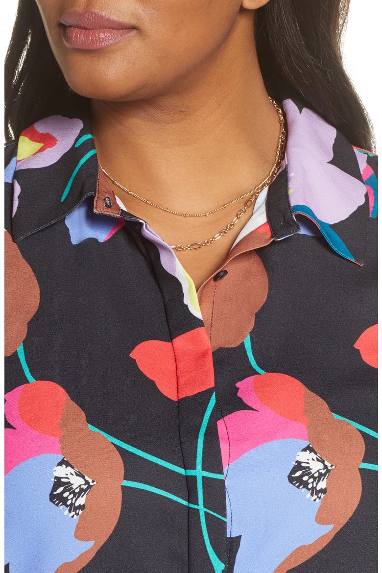 Button-Up Shirt, Alternate, color, BLACK MULTI FLORAL