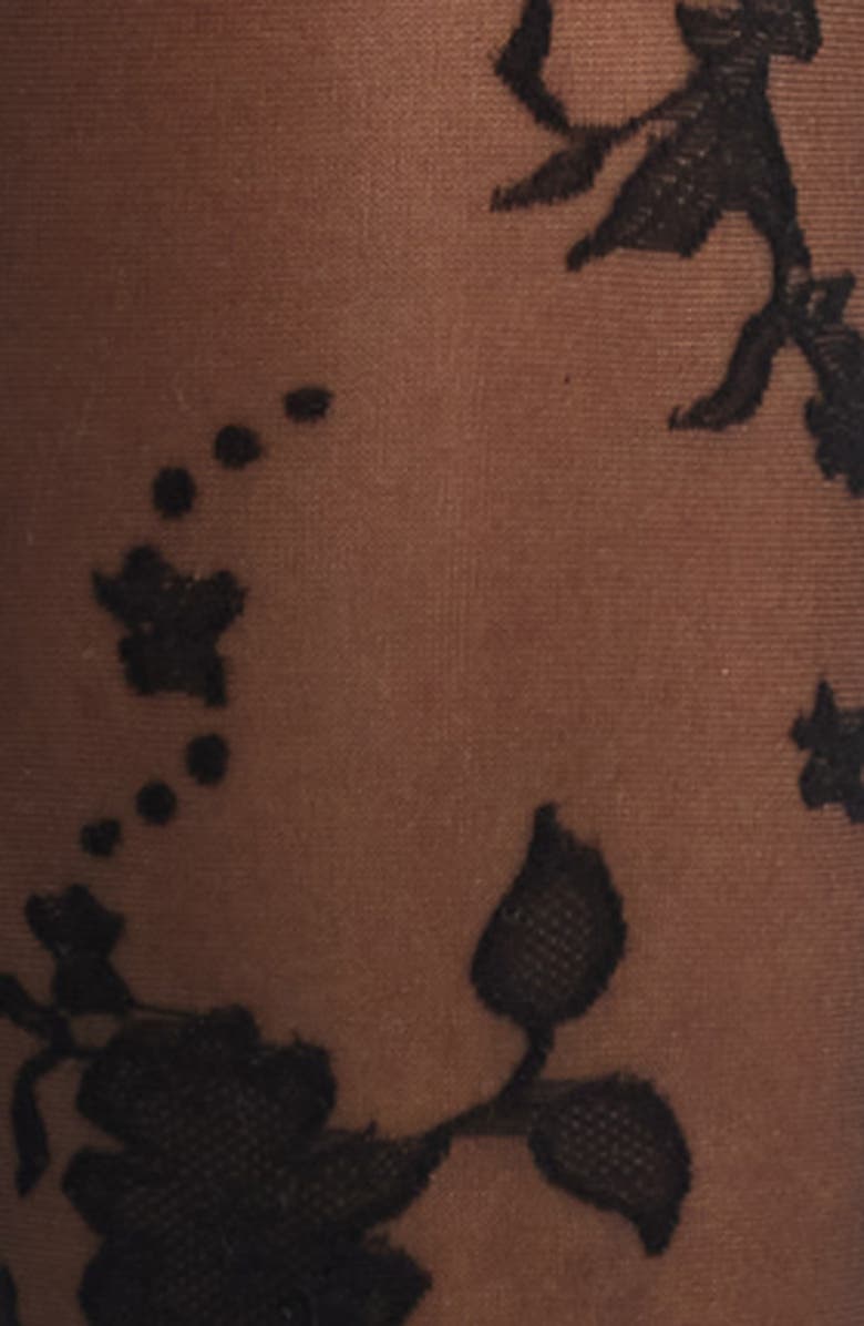 HIGH HEEL JUNGLE Floral Jacquard Sheer Tights, Alternate, color, 