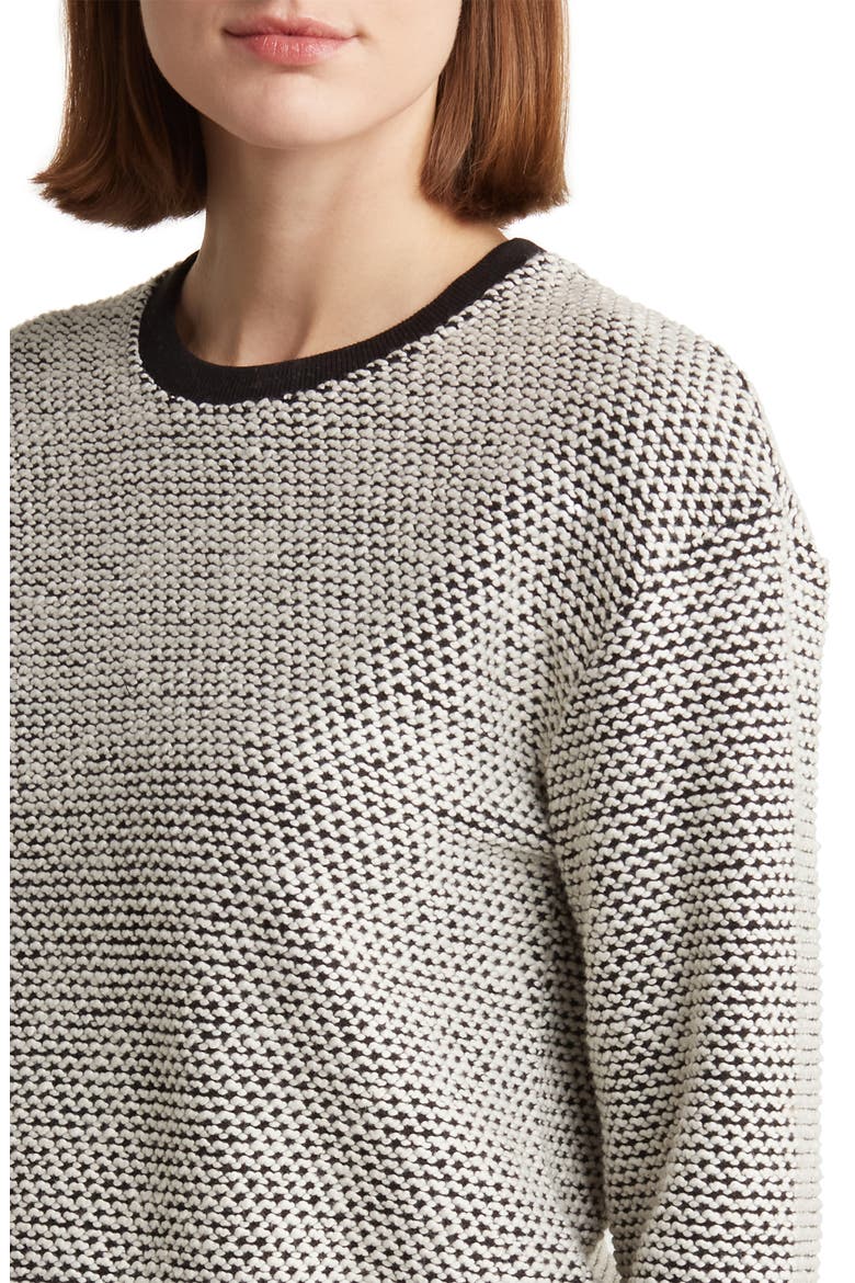 Bird's Eye Cotton Blend Sweatshirt, Alternate, color, BLACK/ WHITE