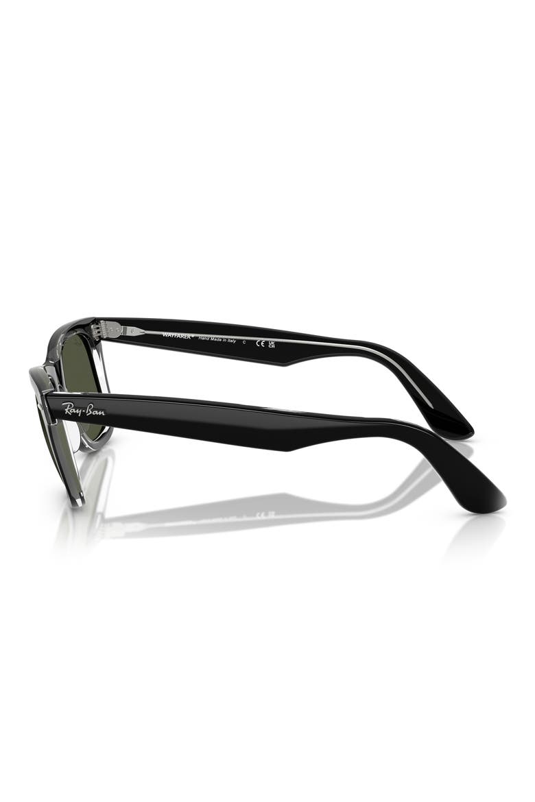 Classic Wayfarer 50mm Sunglasses, Alternate, color, BLACK ON TRANSPARENT / GREEN