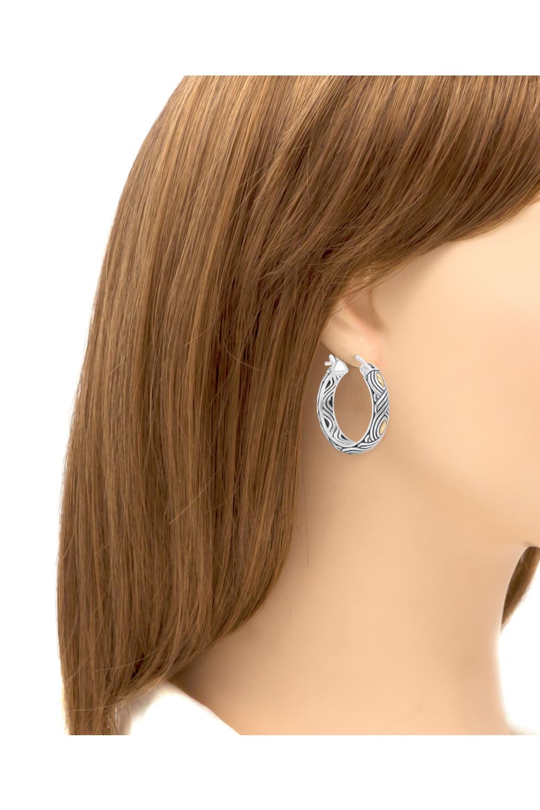 25mm Woven Hoop Earrings in Sterling Silver and 18K Gold, Alternate, color, Silver