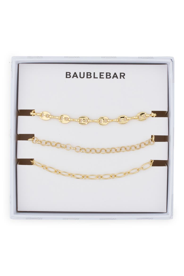 Set of 3 Chain Bracelets, Alternate, color, GOLD
