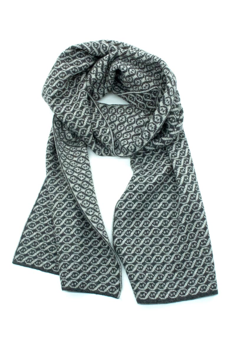 Jacquard Fancy Design Scarf, Main, color, HEATHER CHARCOAL/ LIGHT GREY