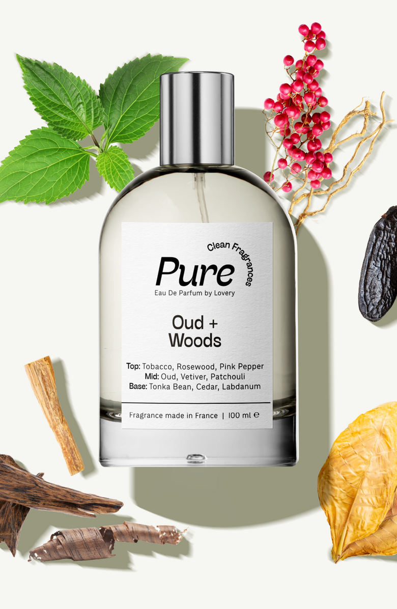 Lovery Pure Oud Woods Eau de Parfum, Made in France, 3.4 oz, Main, color, Silver, White, Cream, Black