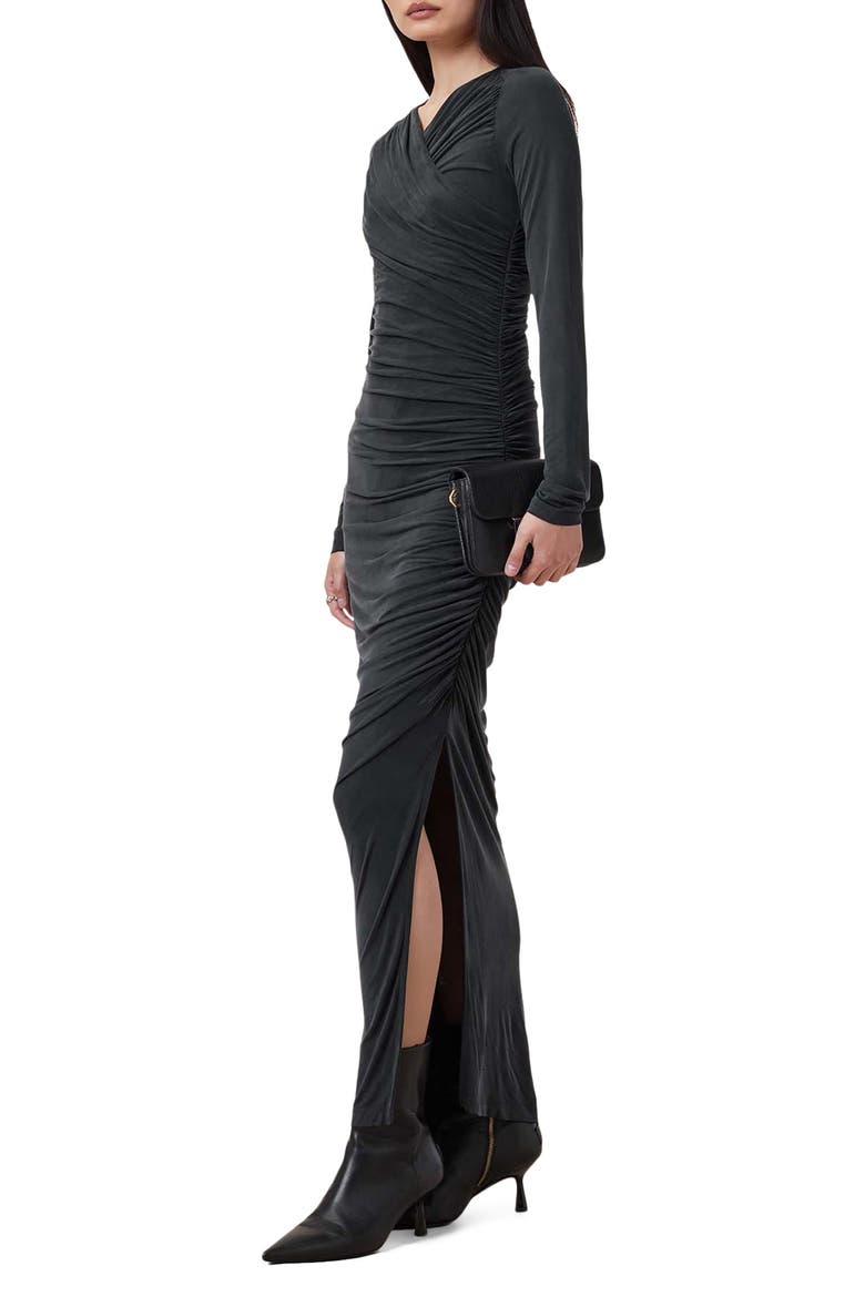 Hanako Long Sleeve Ruched Dress, Alternate, color, BLACK