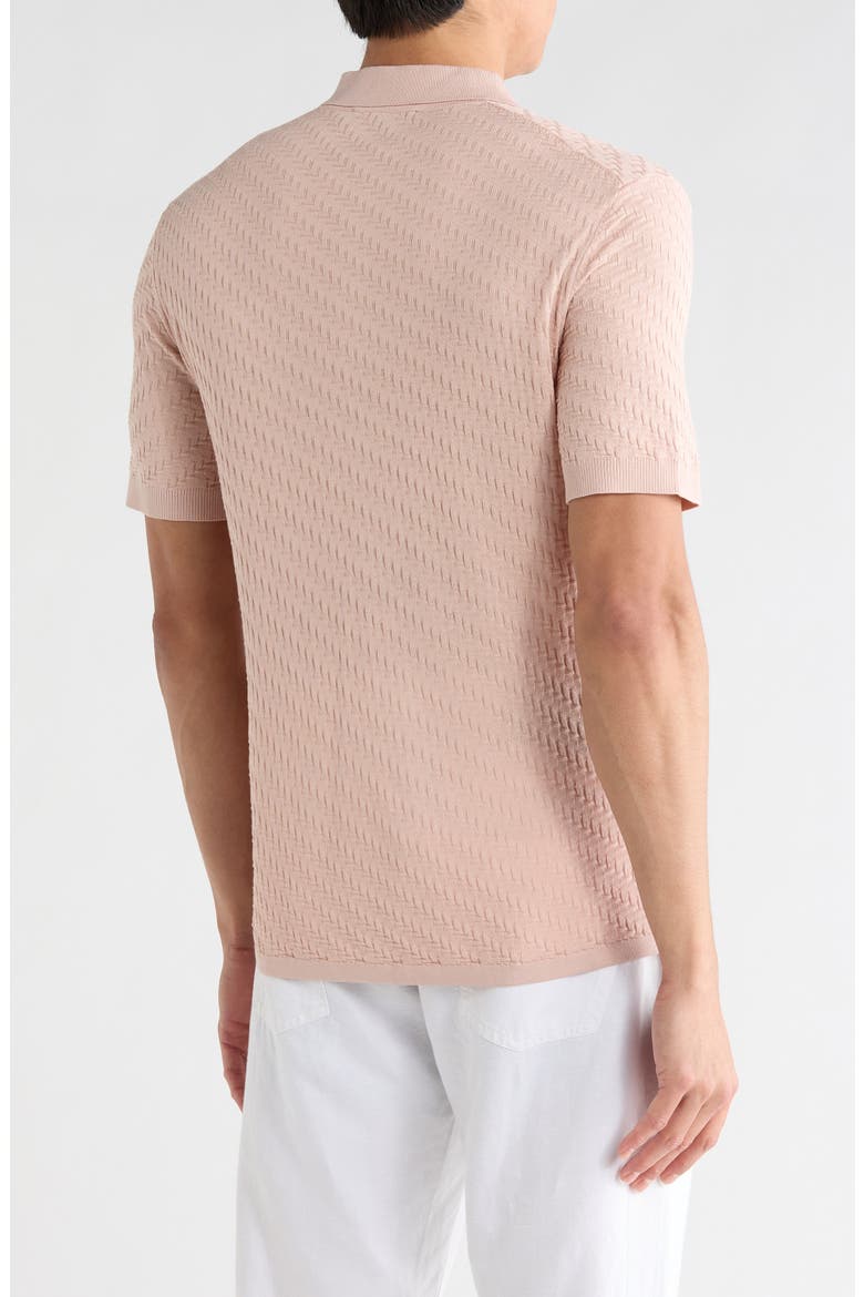 Skelling Textured Polo Sweater, Alternate, color, CORAL