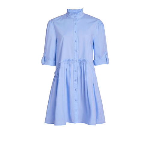 Taylor Tillman Cammie Ruffle Shirt Dress In Blue