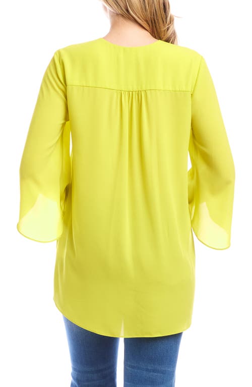 Karen Kane Bracelet Sleeve Asymmetric Top In Citron
