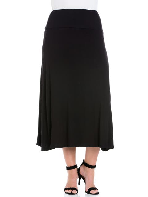 Plus Size Comfortable Fit Elastic Waist Maxi Skirt