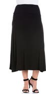 24seven Comfort Apparel Plus Size Comfortable Fit Elastic Waist Maxi Skirt