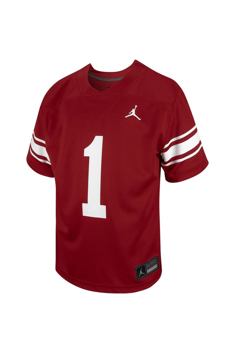 Youth Jordan Brand #1 Crimson Oklahoma Sooners Untouchable Replica Game Jersey, Alternate, color, Crimson