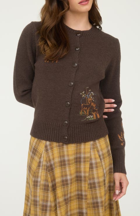 Deer Embroidered Cardigan