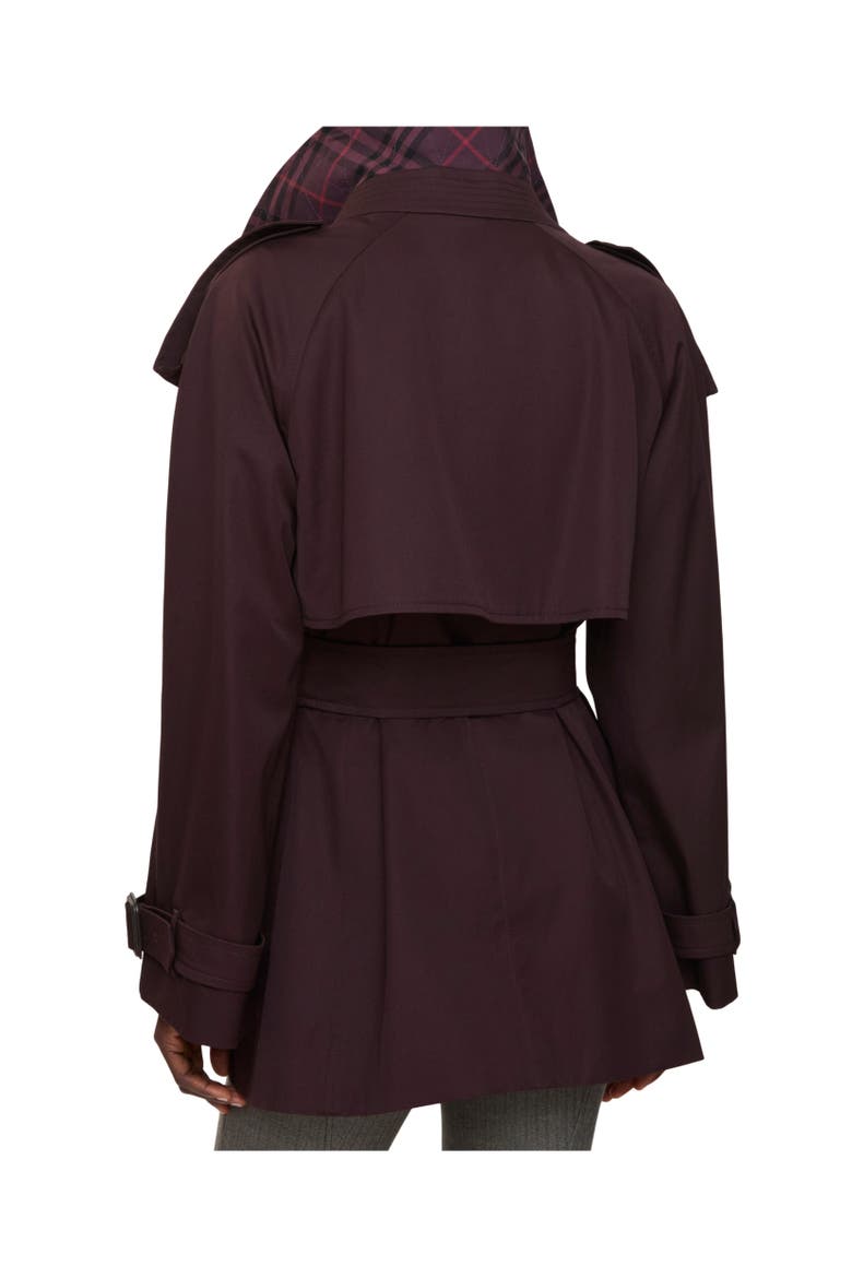 Short Gabardine Fitzrovia Trench Coat, Alternate, color, Wine red