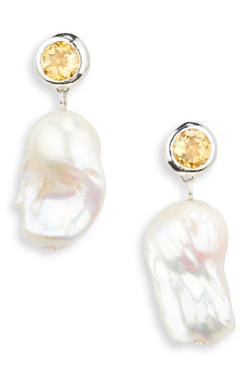 FARIS Oh Baroque Pearl Drop Earrings in Silver 