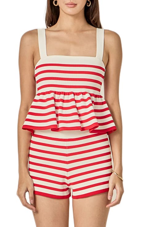 Stripe Knit Peplum Camisole