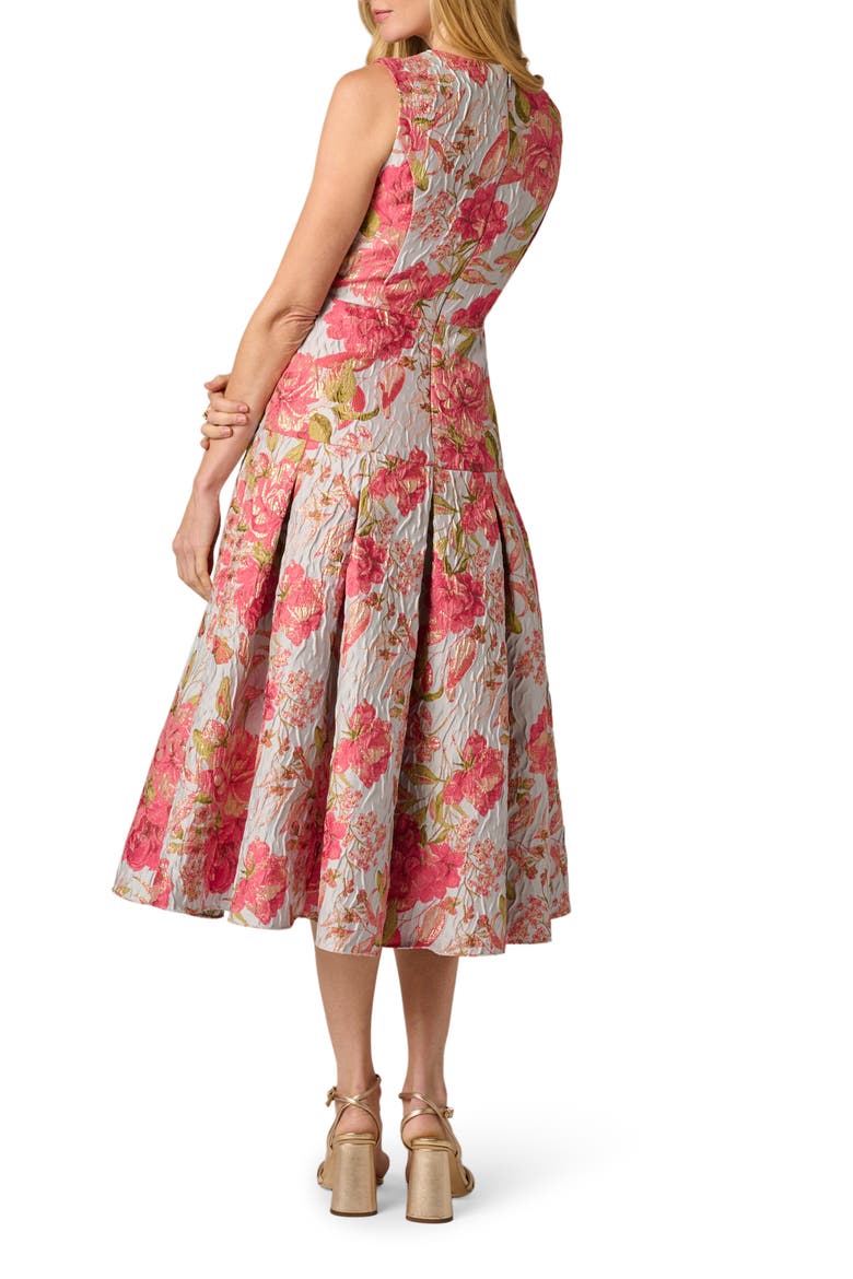 Floral Jacquard Fit & Flare Dress, Alternate, color, PINK/ BLUE MULTI