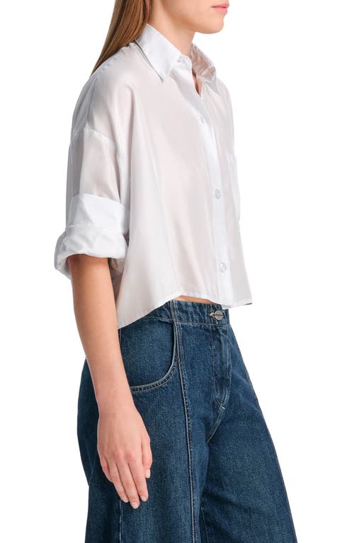 Twp Next Ex Crop Silk Button-up Shirt In Ancient Water