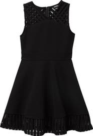 Zunie Sleeveless Fishnet Trim Dress