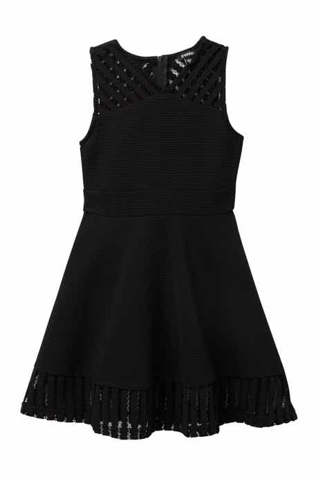 Sleeveless Fishnet Trim Dress