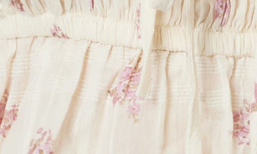 Habitual Cotton Shirred Tie Front Top In Heather Rose/ivory