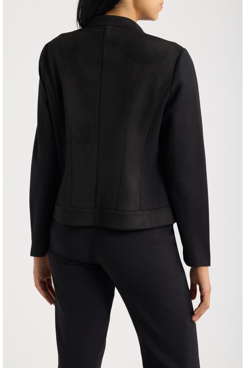 Faux Suede Moto Jacket, Alternate, color, ANNE BLACK