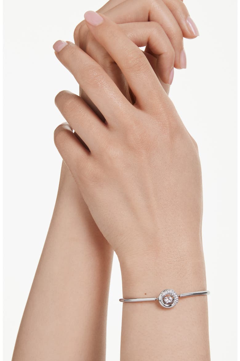 Dextera Dancing Crystal Charm Bangle Bracelet, Alternate, color, WHITE/ SILVER