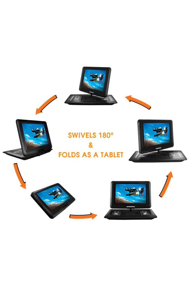 Trexonic 15.4in Portable DVD Player with TFT LCD Screen and HDMI/USB/SD/AV Inputs, Alternate, color, Black