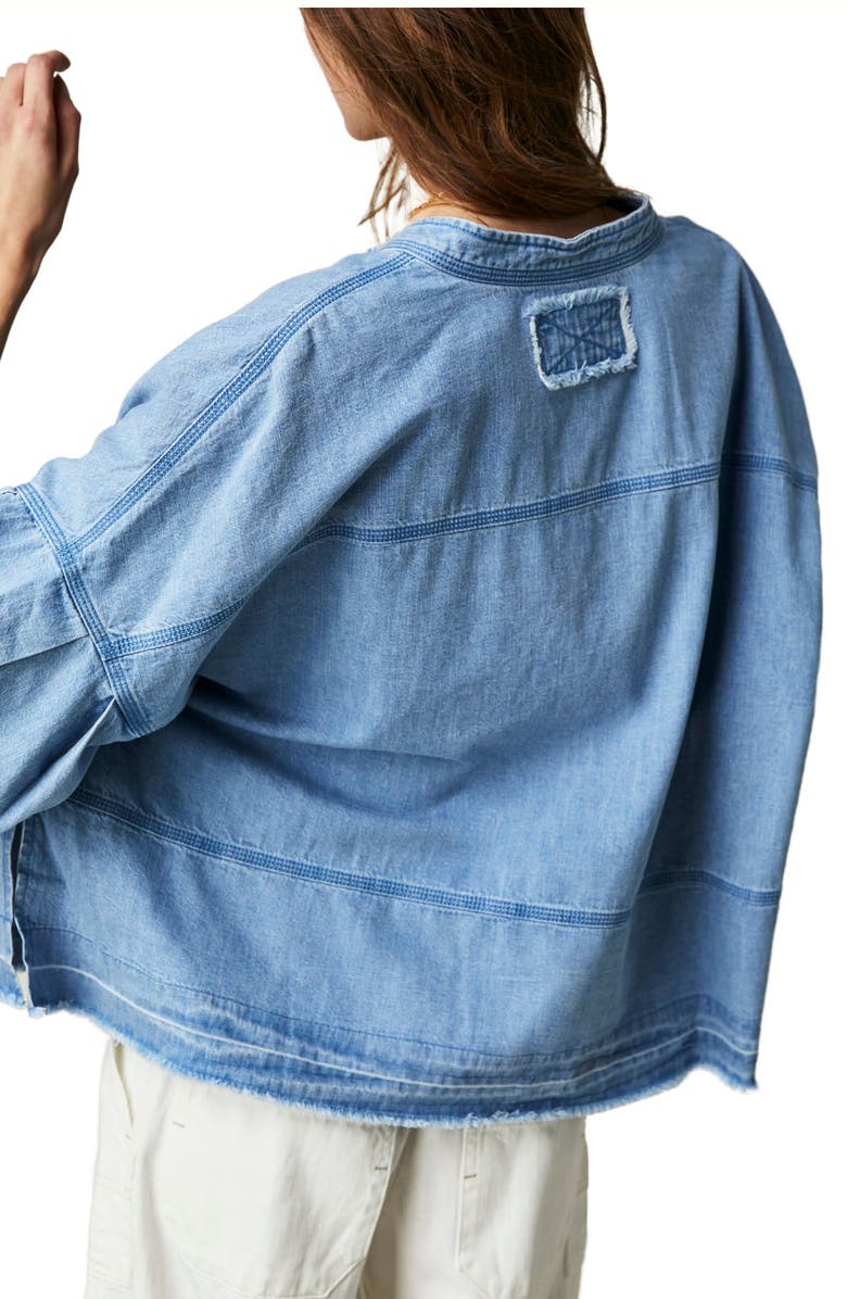 Free People Jude Oversize Boxy Denim Pullover, Alternate, color, Vintage Indigo
