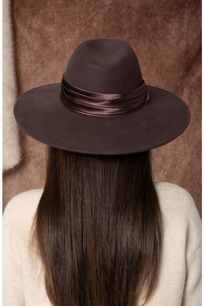 Emmanuelle Wool Felt Fedora, Alternate, color, ESPRESSO