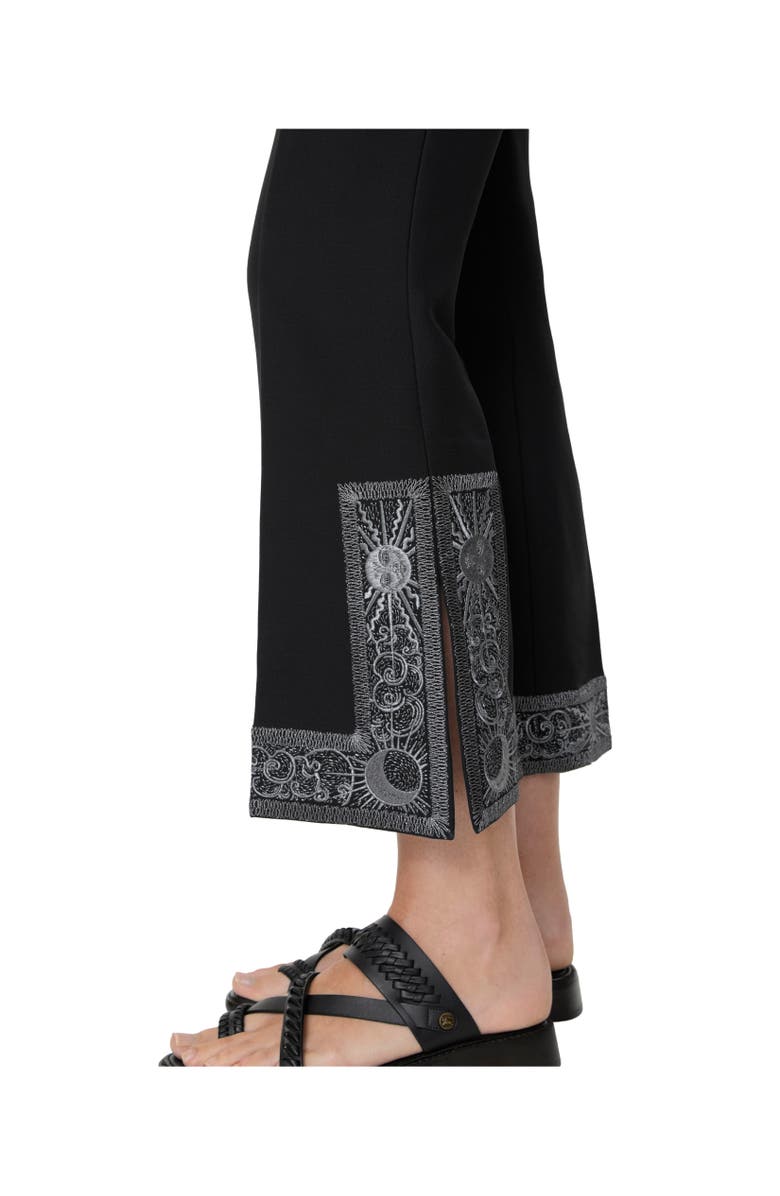 Burberry Cropped Embroidered Wool Silk Flared Trousers, Alternate, color, Black