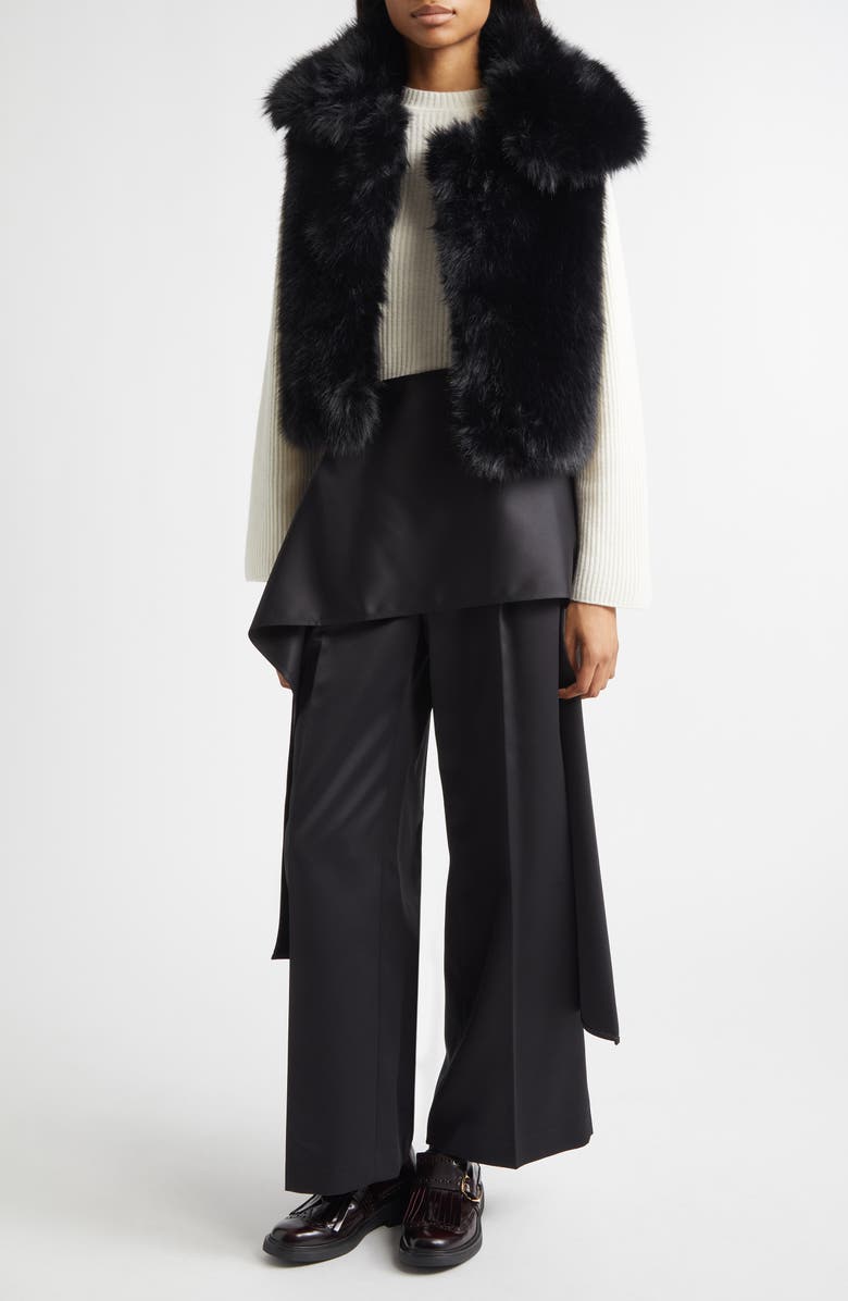 EENK Stand Collar Faux Fur Vest, Alternate, color, Black Polyester