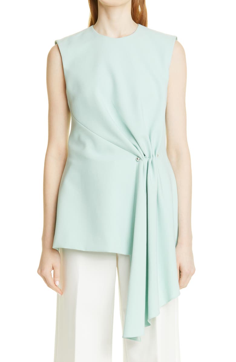 Lela Rose Imitation Pearl Detail Asymmetric Stretch Twill Top, Main, color, 
