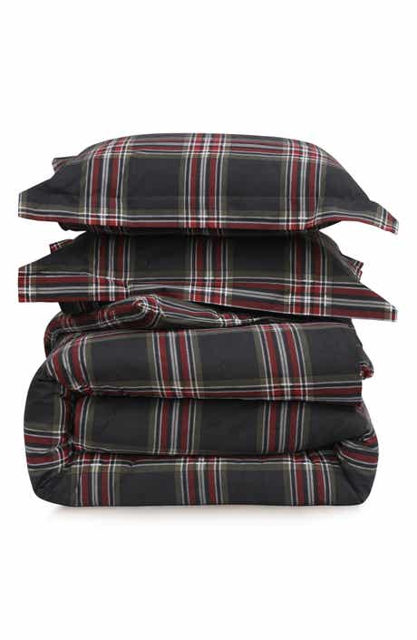 AZORES HOME Heritage Plaid Cotton Flannel Comforter & Pillow Sham Set