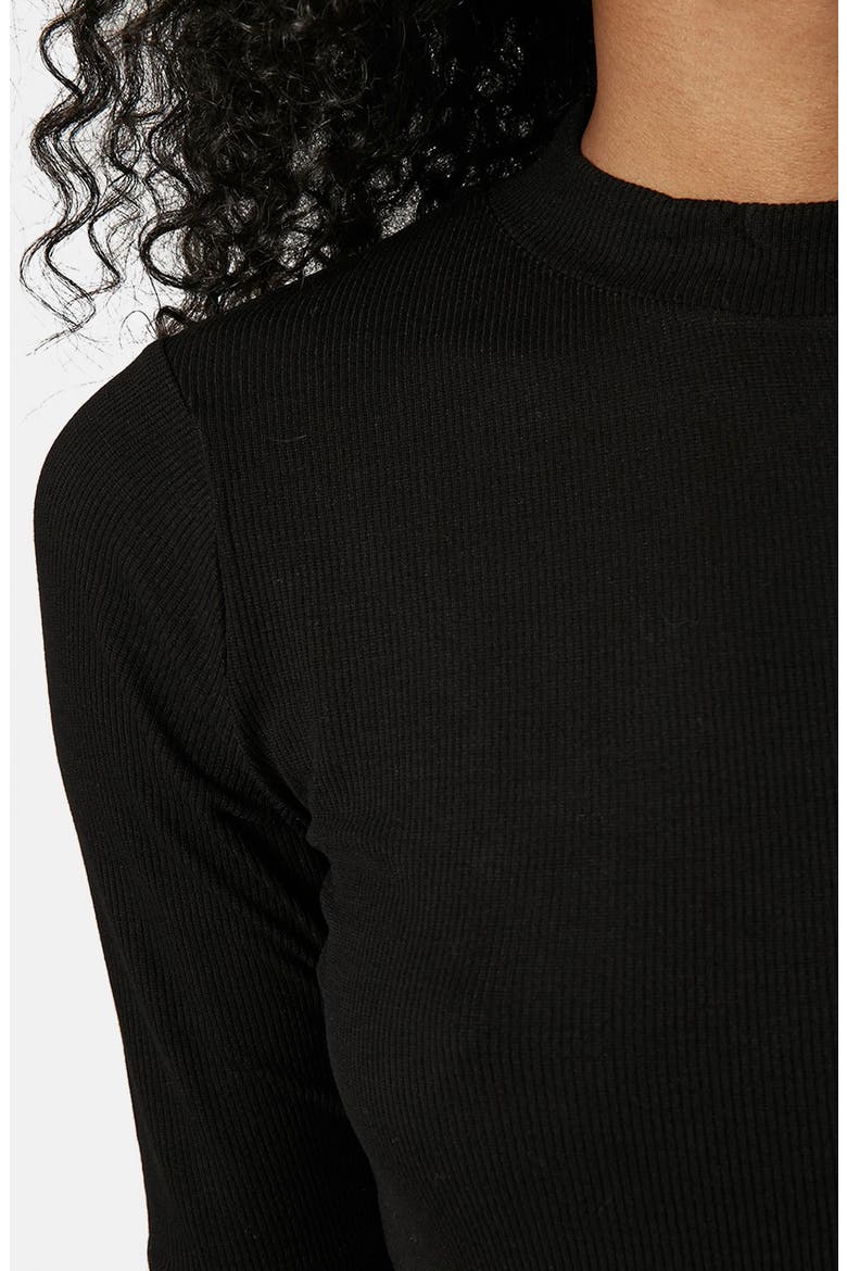 Ribbed Funnel Neck Top, Alternate, color, BLACK