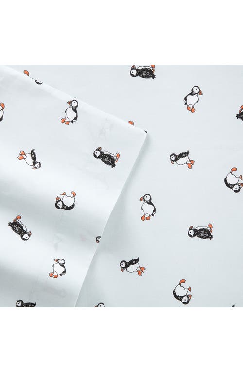 Poppy & Fritz Poppy And Fritz Puffin Paradise 200 Thread Count Cotton Percale Sheet Set In Blue