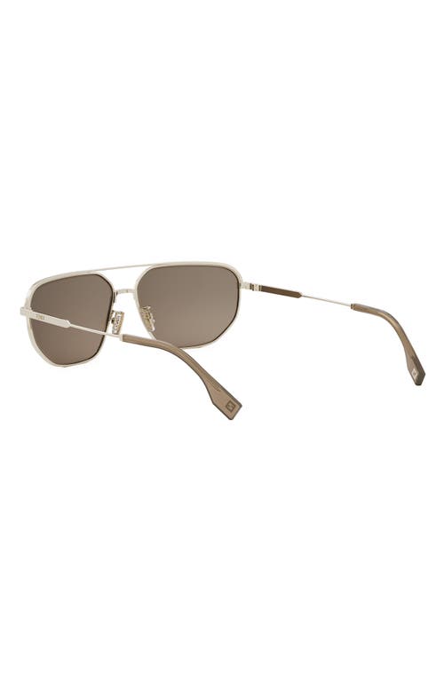 Fendi Travel 61mm Rectangular Sunglasses In Gold/brown
