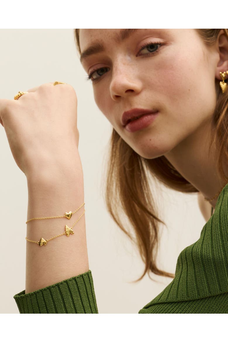 Hammered Heart Bracelet, Alternate, color, Gold