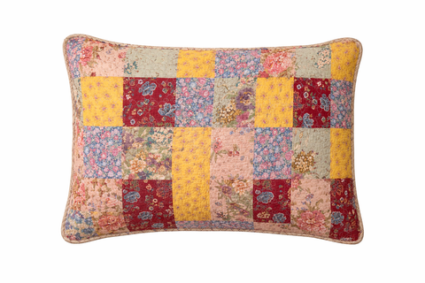 Floria Multicolor Patchwork Flowers 100% Cotton Standard Pillow Sham 20" x 26"