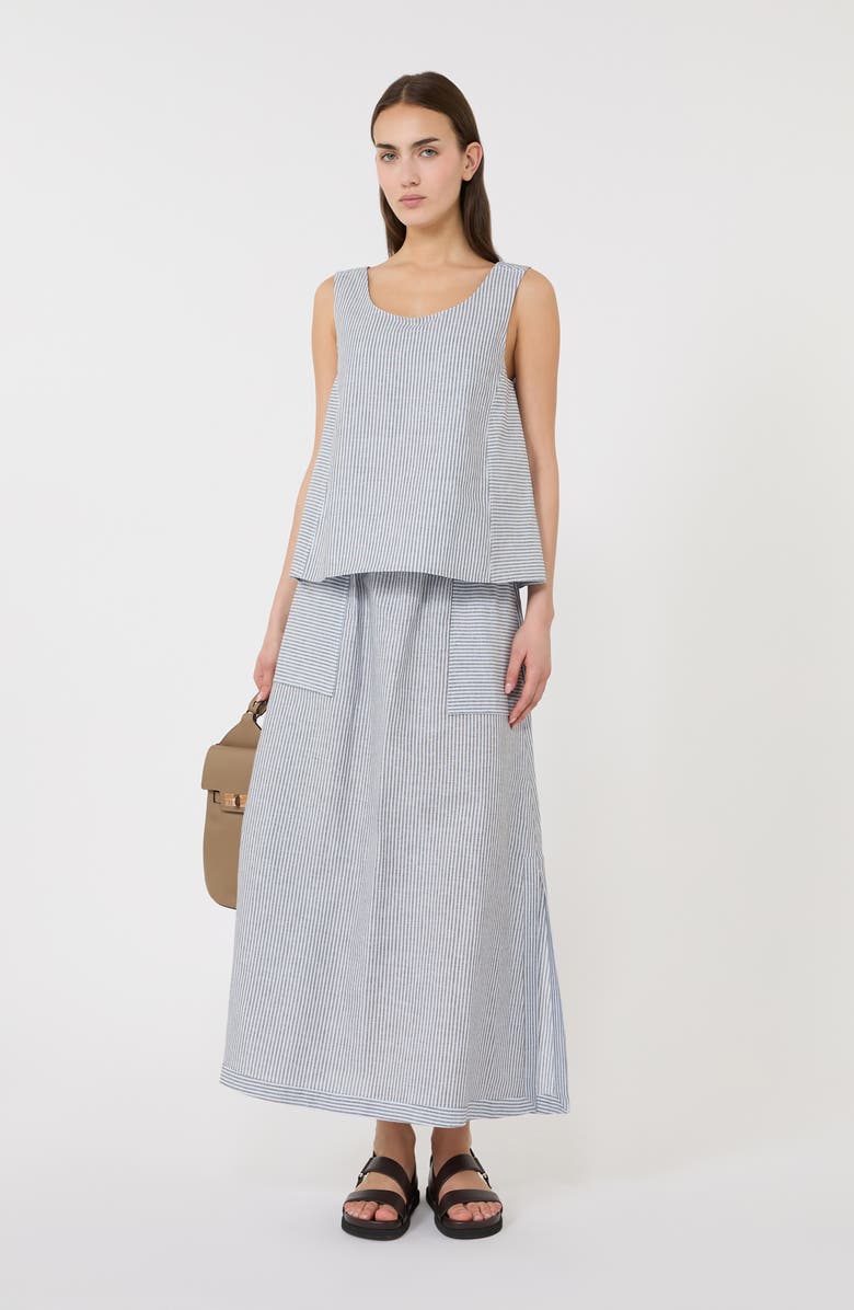 MM by Max Mara Stripe Linen Blend Tank, Alternate, color, Sky Blue