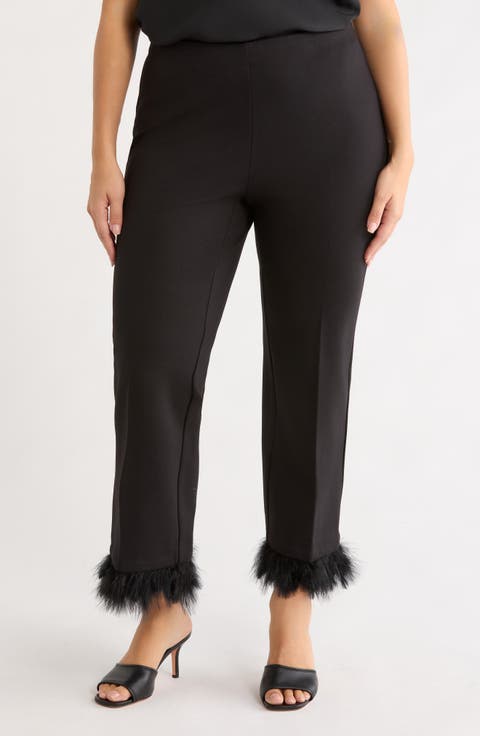 Hollywood Waist Feather Cuff Ankle Pants
