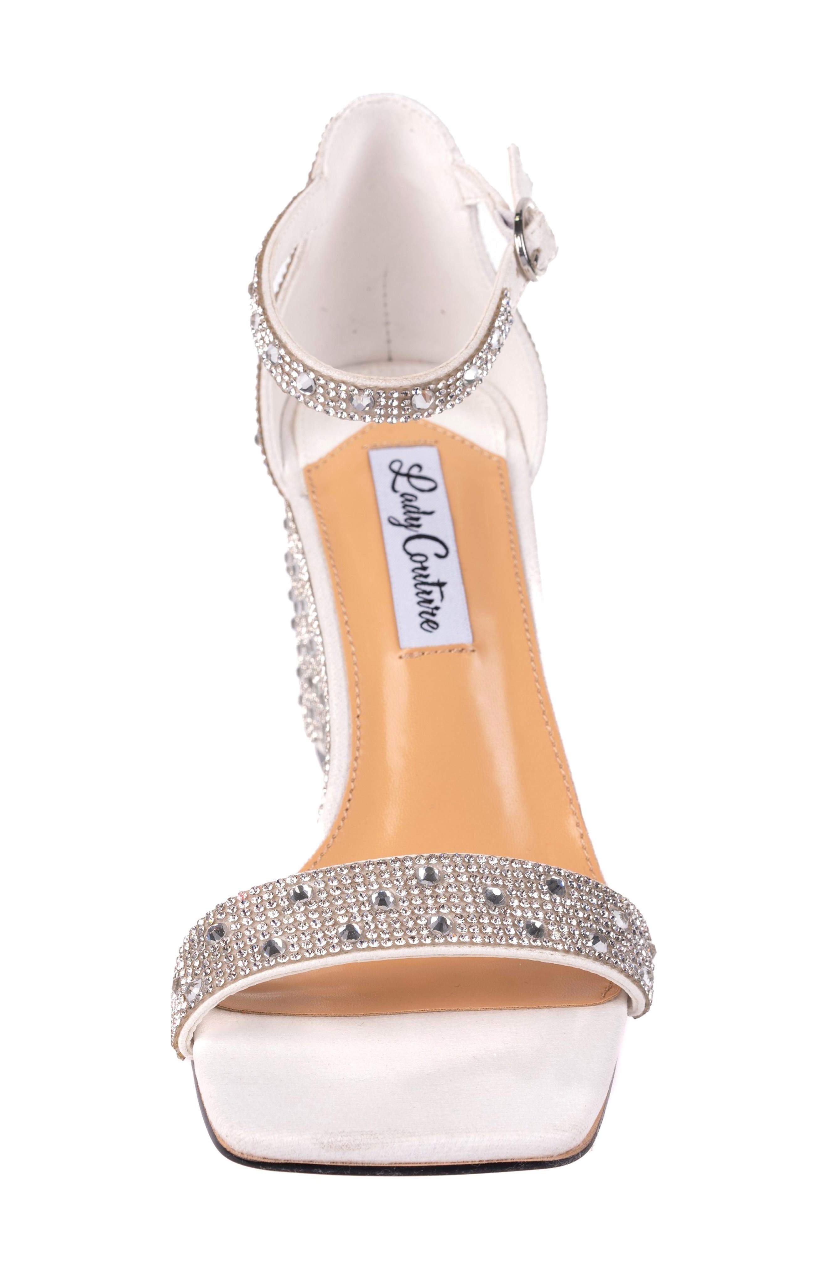 LADY COUTURE Kloe Crystal Embellished Wedge Sandal, Alternate, color, White