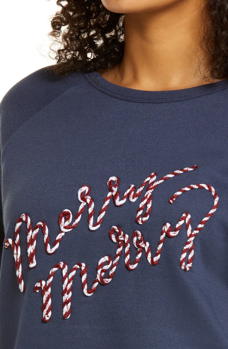 Caslon<sup>®</sup> Merry Merry Embroidered Sweatshirt, Alternate, color, 