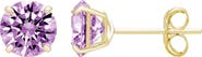 A&M 14K Yellow Gold Round Cubic Zirconia Birthstone Stud Earrings