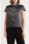 Collar Short Sleeve Satin Button-Up Shirt