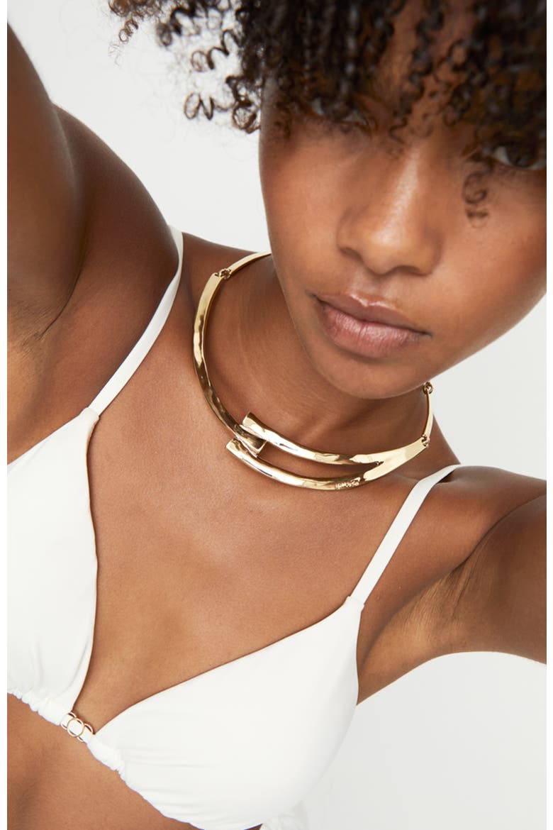 18K Gold-Plated Rigid Necklace, Alternate, color, Gold