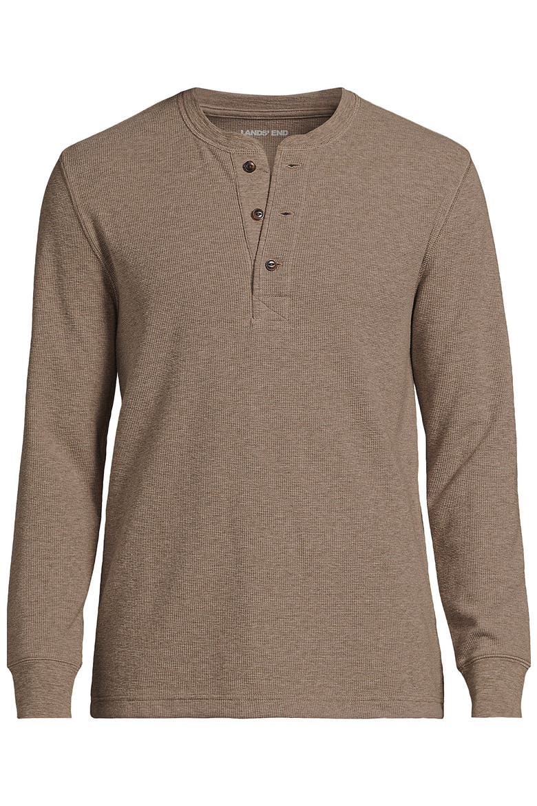 Long Sleeve Thermal Waffle Henley, Alternate, color, Toast Heather